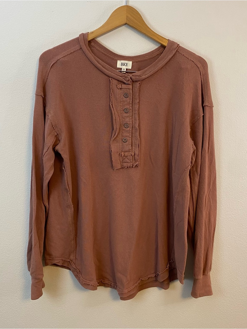 BKE Pink Henley Long Sleeve Top Women’s XS